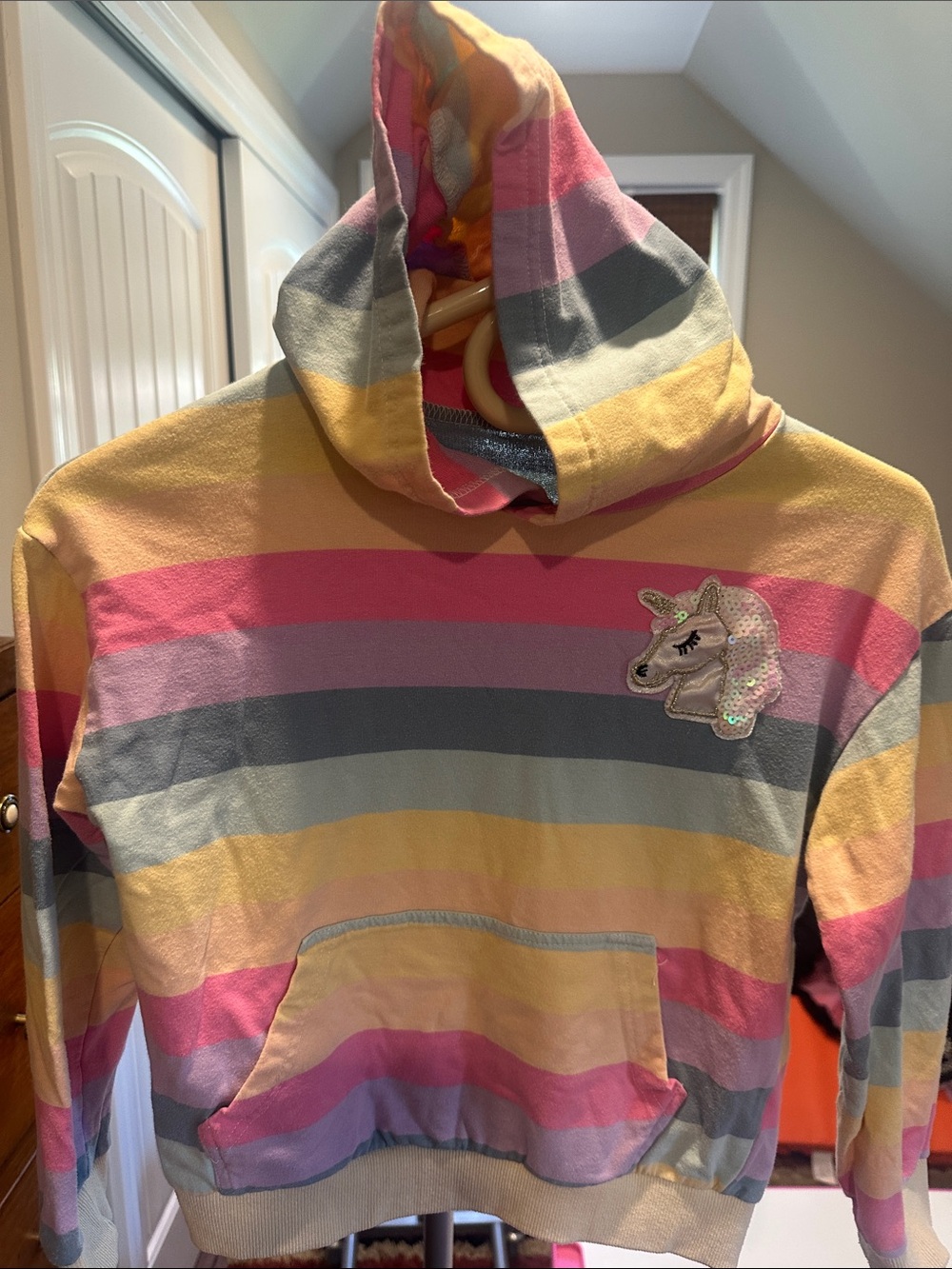 Rainbow Striped Unicorn Hoodie